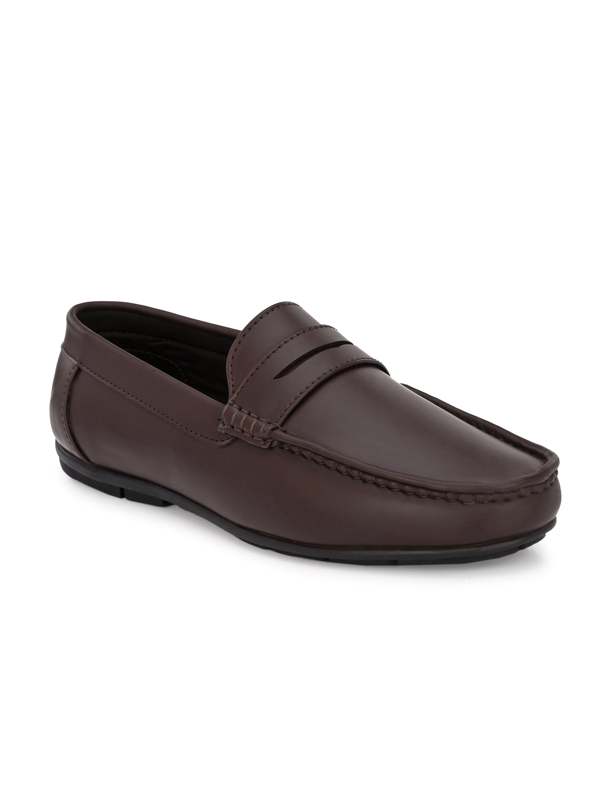 THE MENS STORE Mens Black Venetian Round Toe Slip On Leather Moccasins Shoes M main image 1