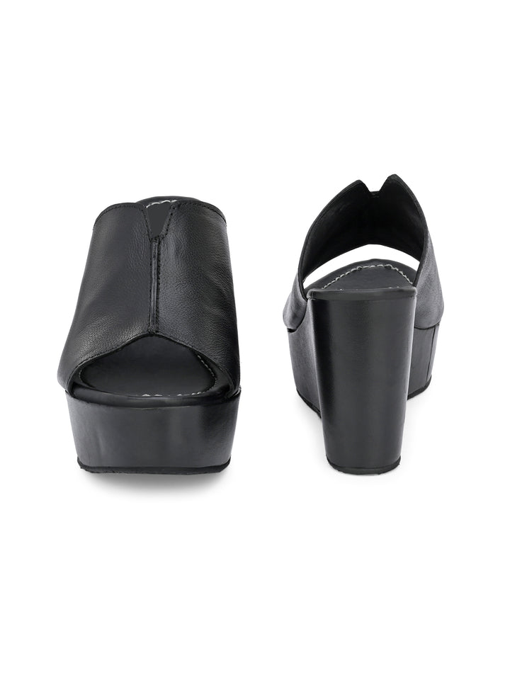 Women's Genuine Sheep Leather Stylish Ultra Light Weight High Platform Heel Sandal / Premium Collection