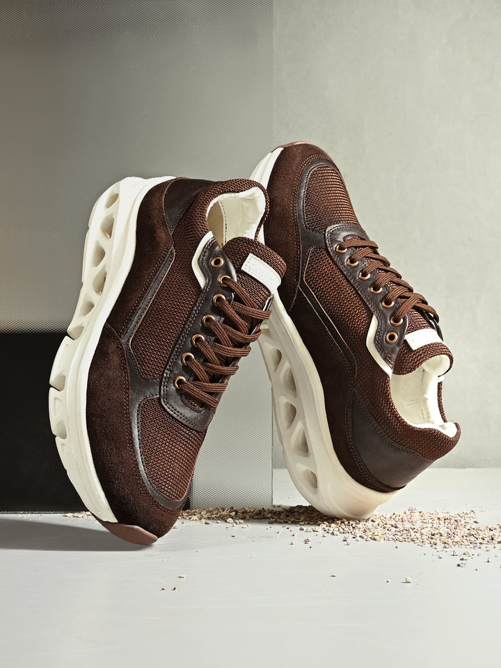 Men's Brown Suede Casual Lace-Up Sneakers