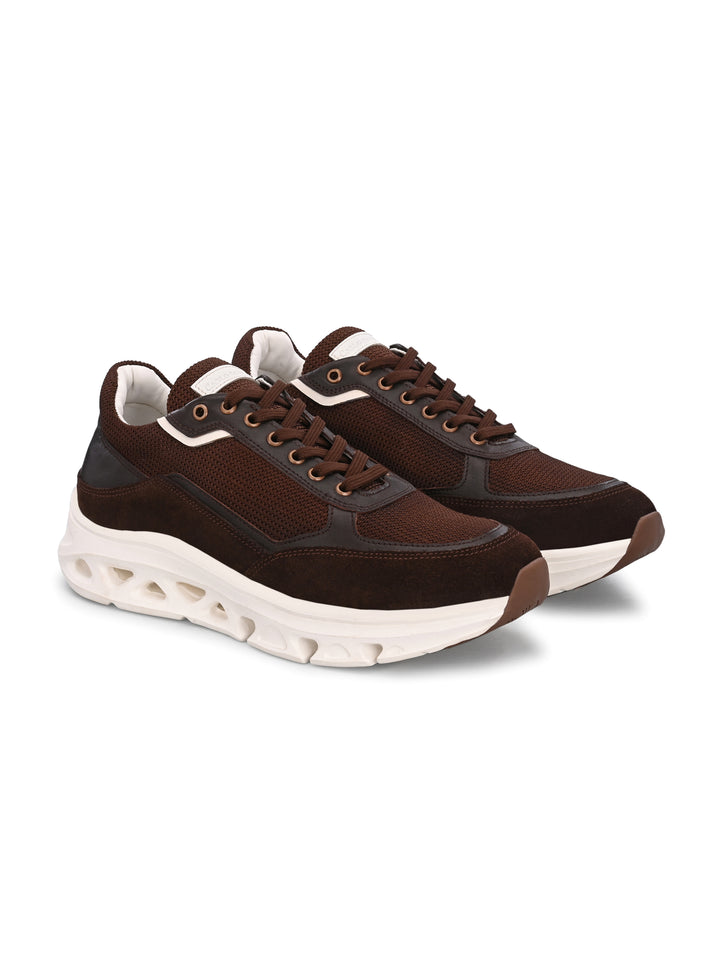 Men's Brown Suede Casual Lace-Up Sneakers