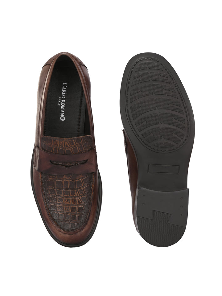 CARLO ROMANO PREMIUM CROCODILE PRINTED LEATHER MOCCASIN SHOES FOR MEN