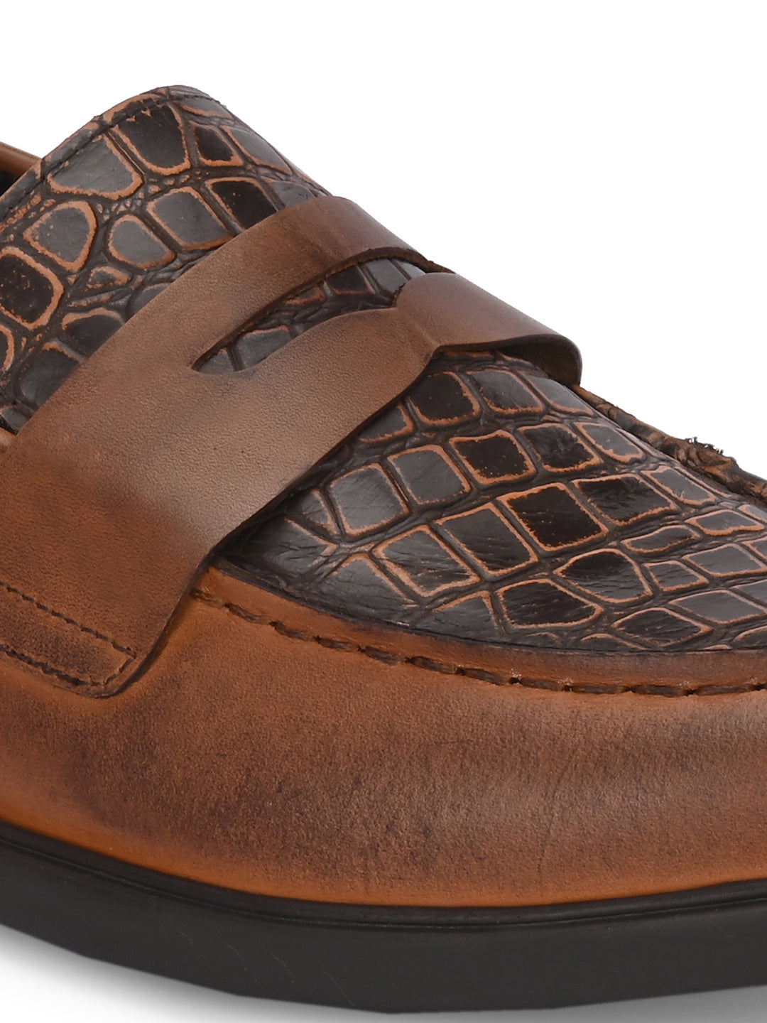 CARLO ROMANO PREMIUM CROCODILE PRINTED LEATHER MOCCASIN SHOES FOR MEN