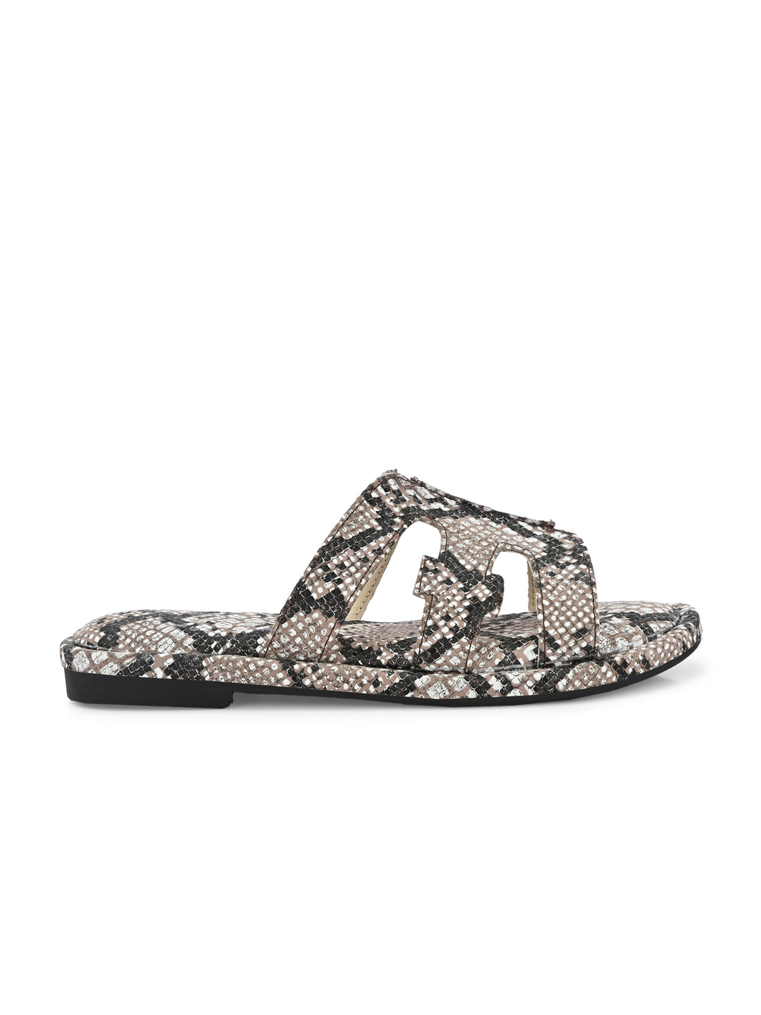CARLO ROMANO BY WASAN BLACK WHITE COLOR PREMIUM STYLISH WOMEN'S SNAKE PRINTED SLIPPER