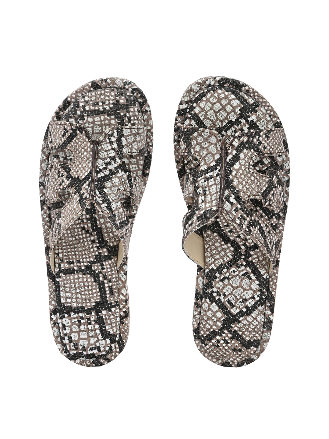 CARLO ROMANO BY WASAN BLACK WHITE COLOR PREMIUM STYLISH WOMEN'S SNAKE PRINTED SLIPPER
