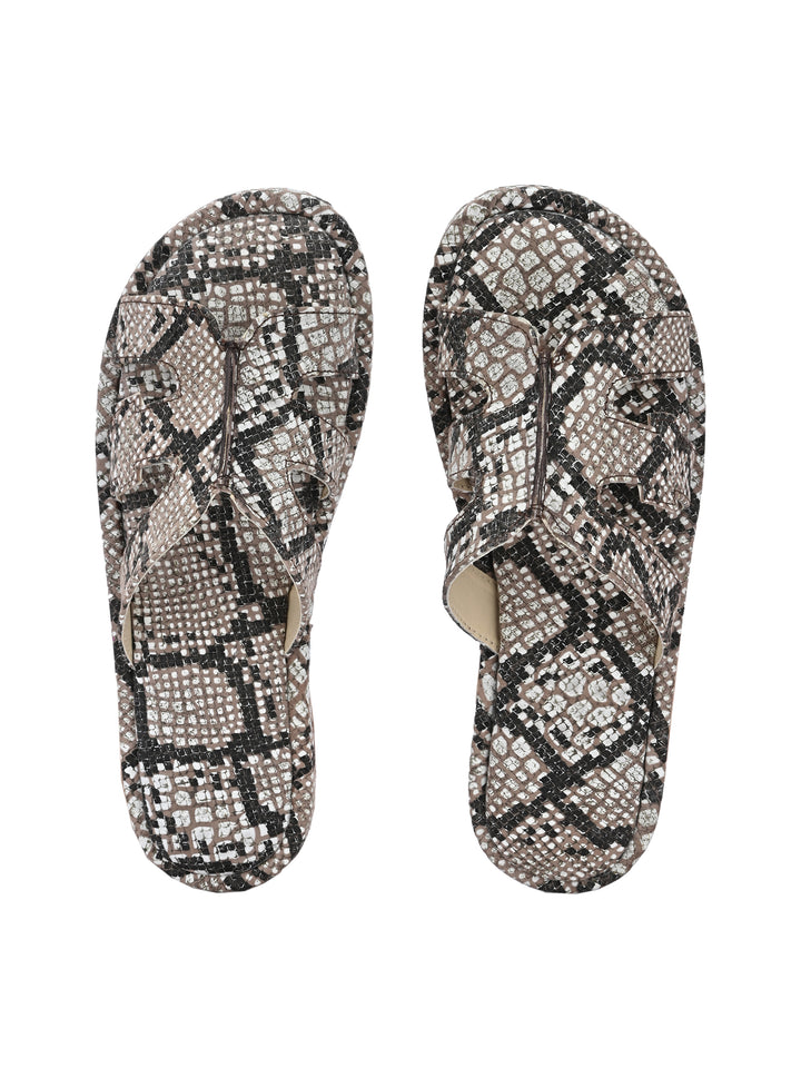 CARLO ROMANO BY WASAN BLACK WHITE COLOR PREMIUM STYLISH WOMEN'S SNAKE PRINTED SLIPPER