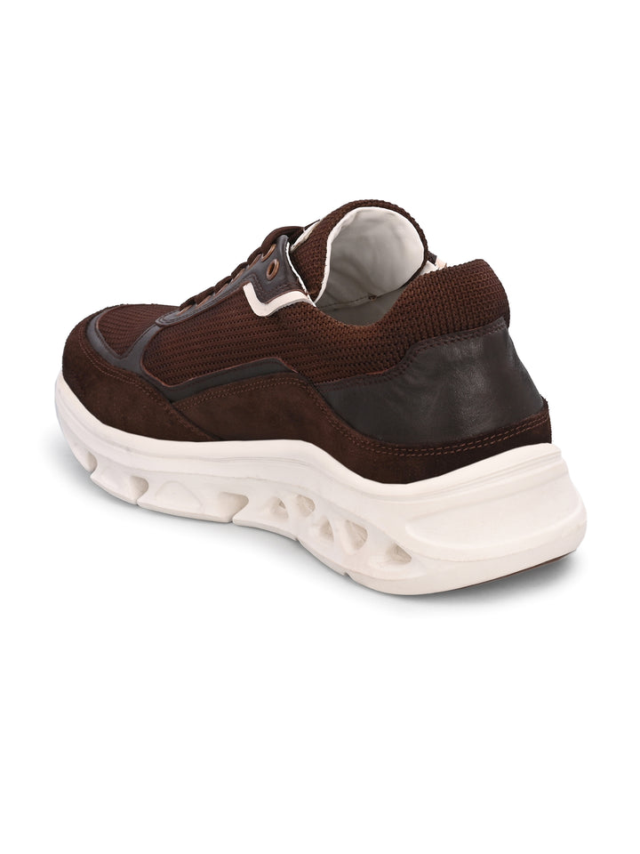 Men's Brown Suede Casual Lace-Up Sneakers