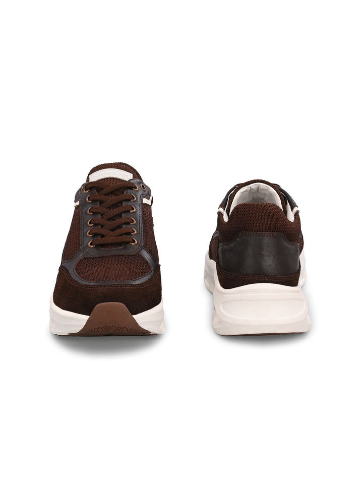 Men's Brown Suede Casual Lace-Up Sneakers