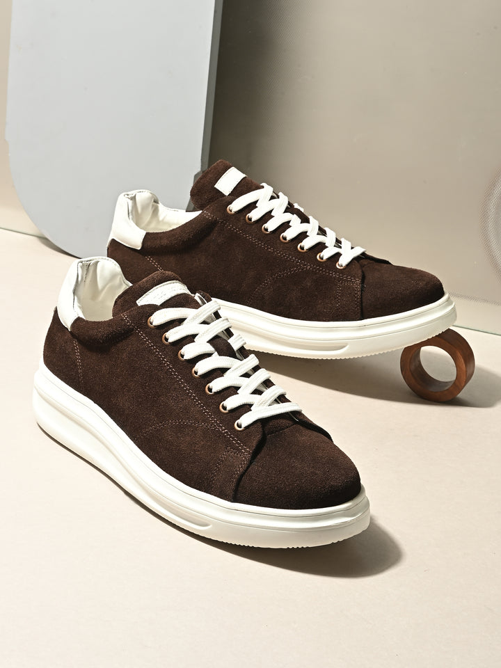 Men's Beige Casual Lace-Up Sneakers