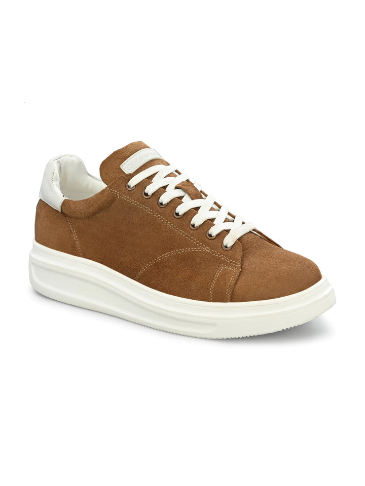 Men's Beige Casual Lace-Up Sneakers
