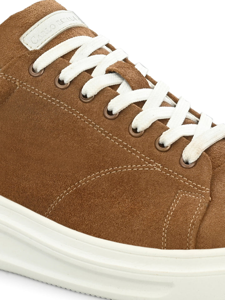 Men's Beige Casual Lace-Up Sneakers