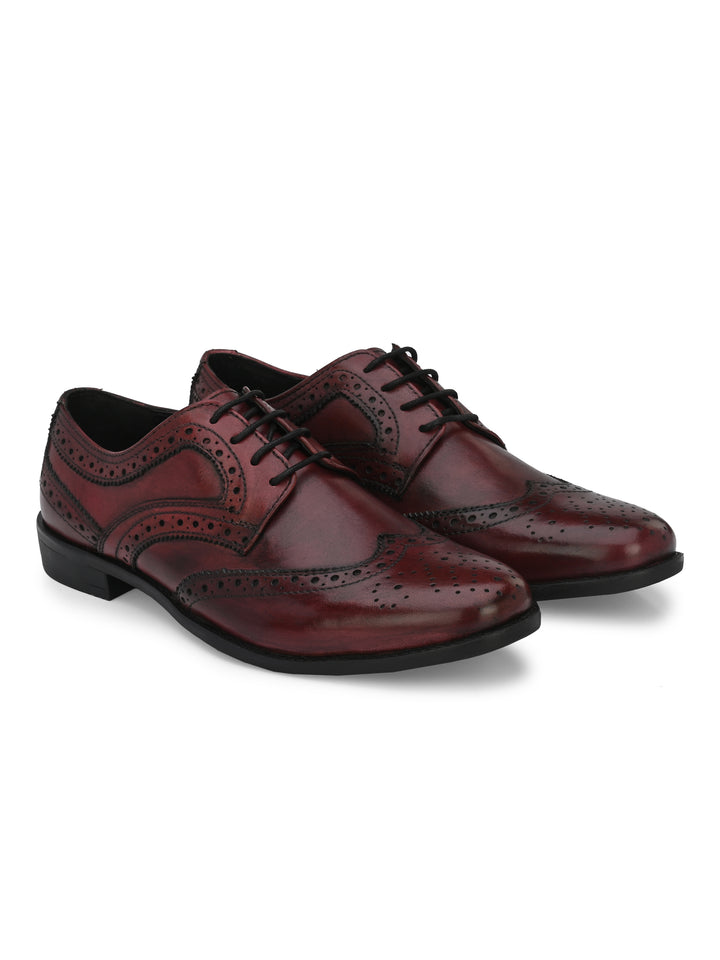 Men's Genuine Burnish Leather Lace up Formal Brogue Shoe / Premium Collection