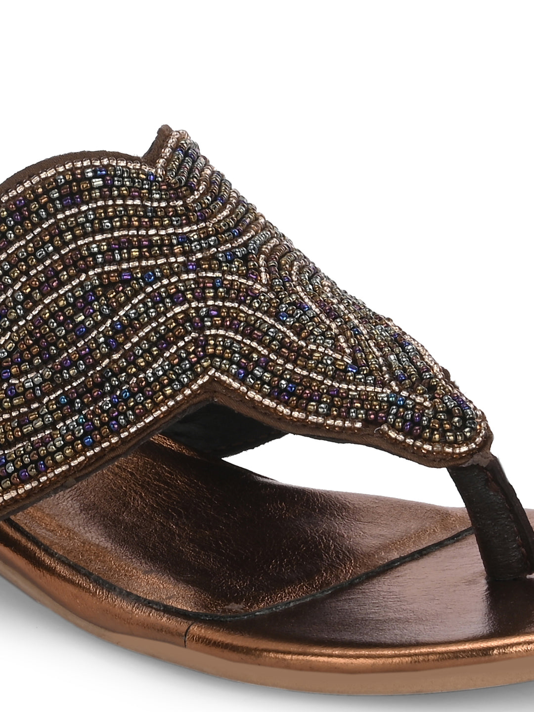 CARLO ROMANO BY WASAN BRONZE COLOR PREMIUM STYLISH WOMEN'S EMBROIDERY SLIPPER