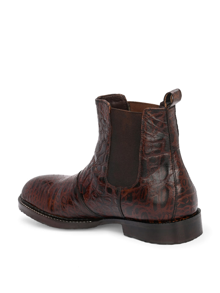 Mens Croco Printed leather Slip On chelsea Boot