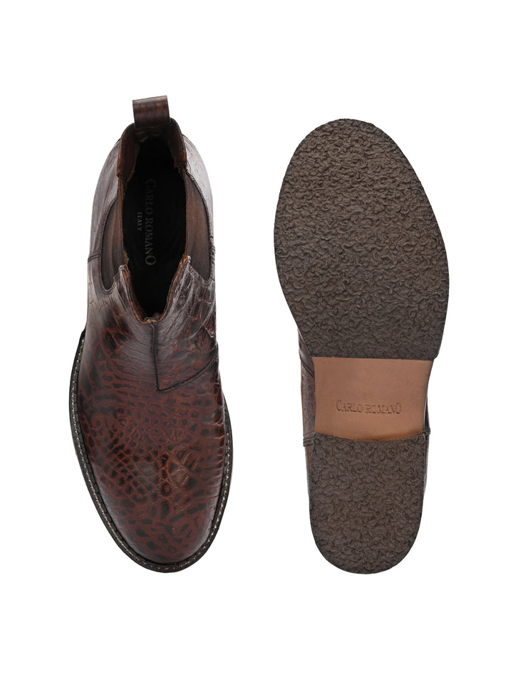 Mens Croco Printed leather Slip On chelsea Boot