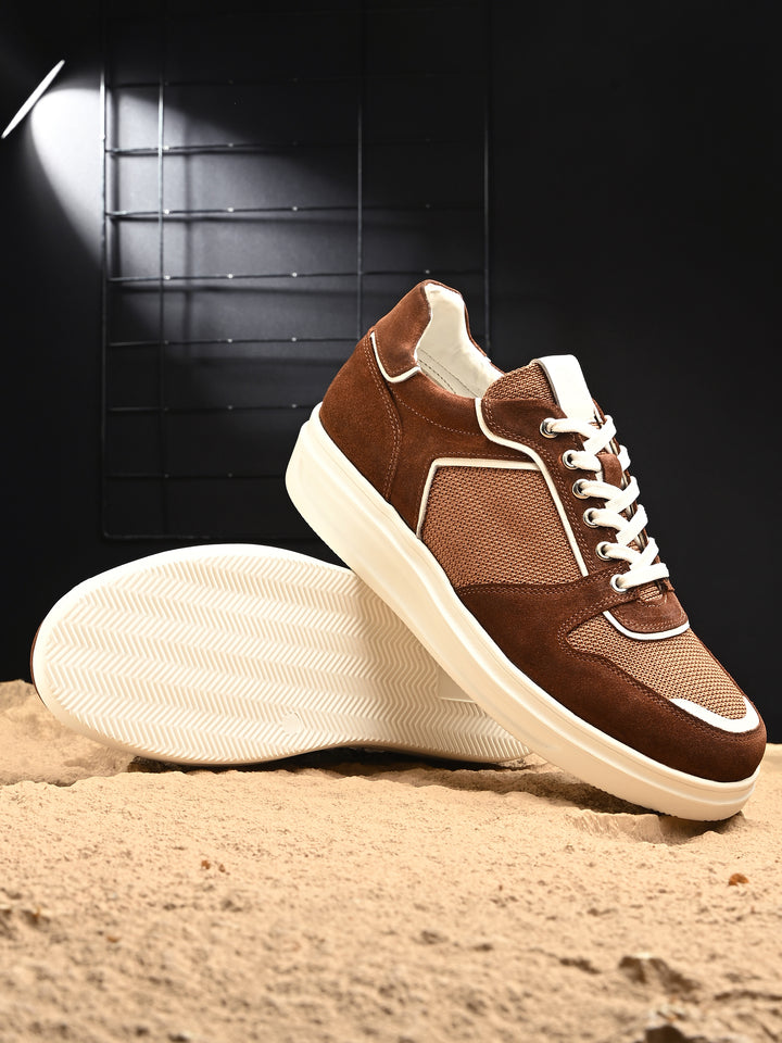 Mens Genuine Leather Lace Up  Casual Sneaker