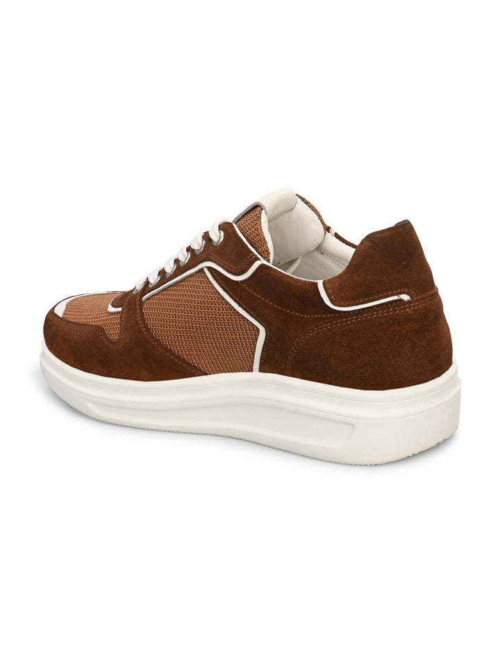 Mens Genuine Leather Lace Up  Casual Sneaker