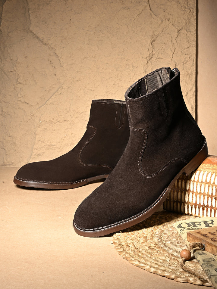 Mens Genuine Leather Side Zip Ankle Boot