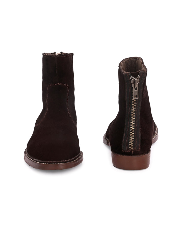Mens Genuine Leather Side Zip Ankle Boot