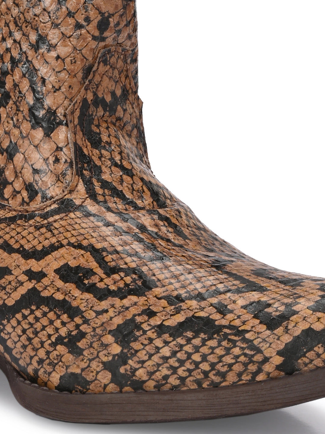 Carlo Romano Brown Italian Snake Printed leather Ankle Boot For Women