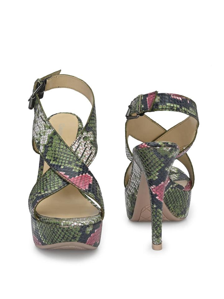 CARLO ROMANO by Wasan Shoes Women's Green Color Stylish High Heel Sandal