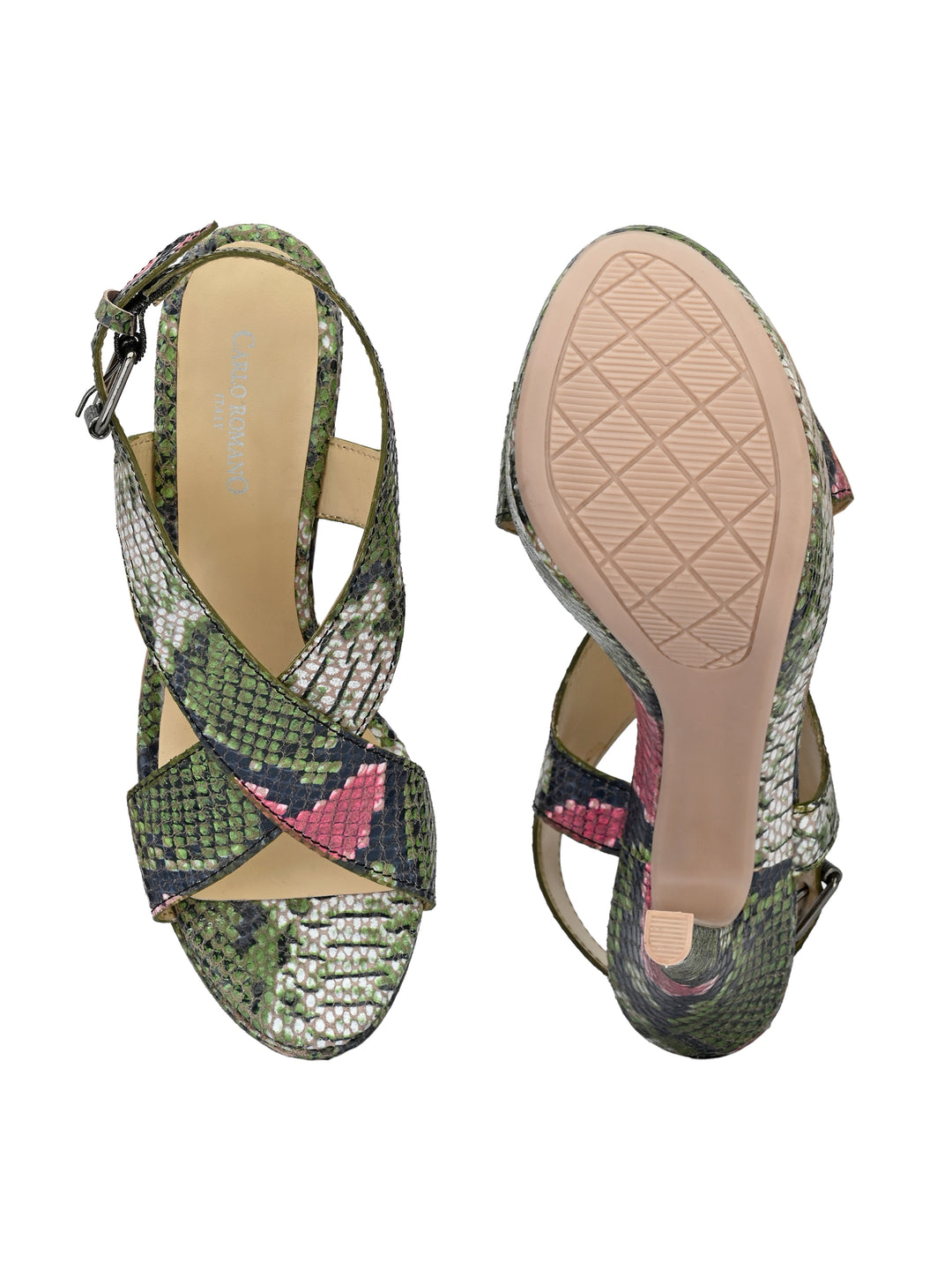 CARLO ROMANO by Wasan Shoes Women's Green Color Stylish High Heel Sandal