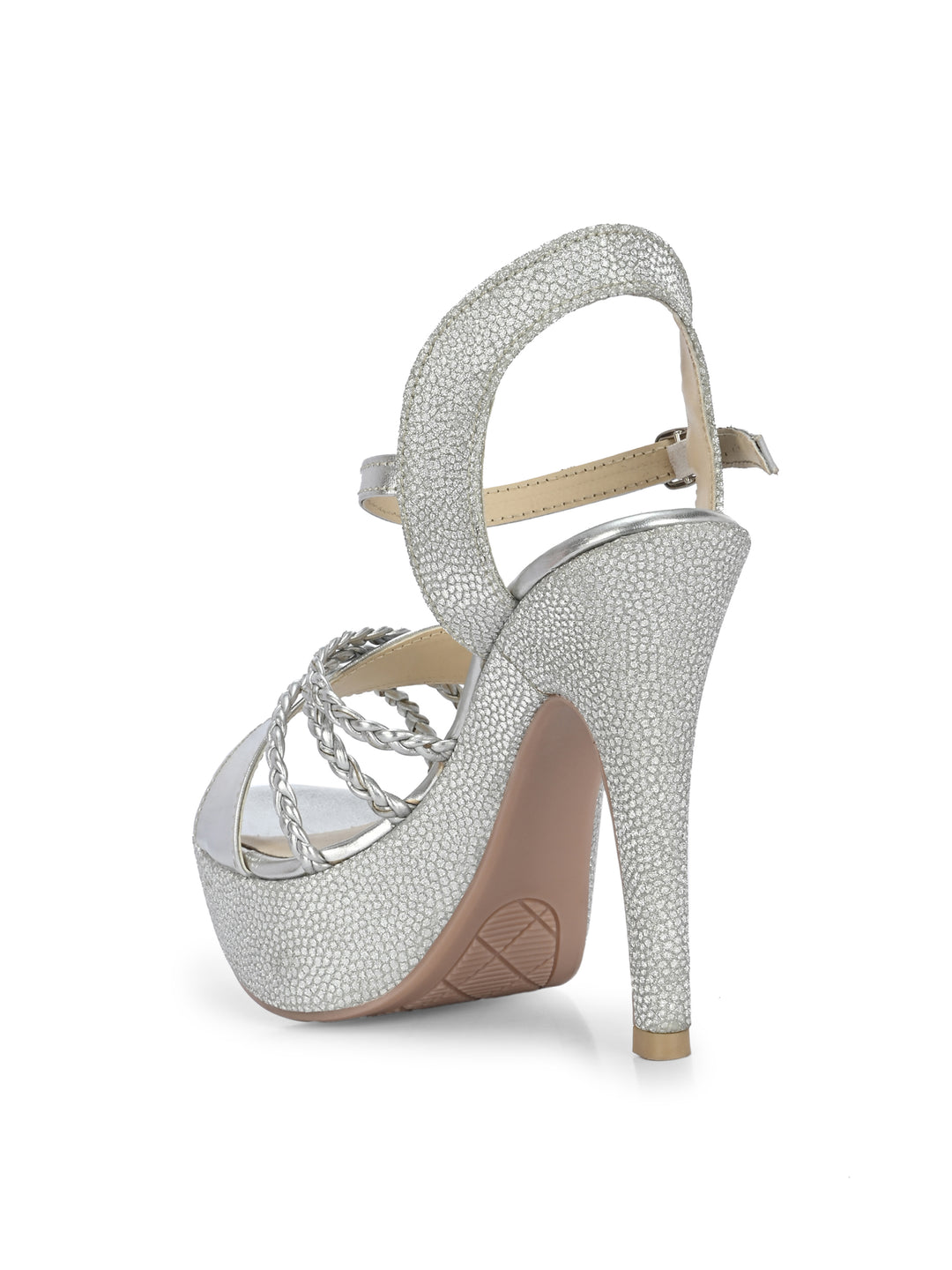 CARLO ROMANO BY WASAN SILVER COLOR LIGHT WEIGHT VERY COMFORTABLE STYLISH HIGH HEEL WOMEN'S SANDAL