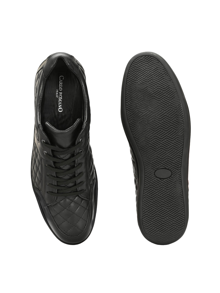 CARLO ROMANO BY WASAN BLACK COLOR  GENUINE LEATHER SNEAKER FOR MEN