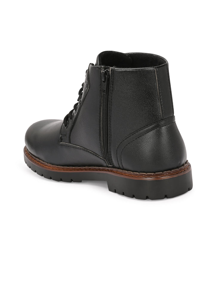 CARLO ROMANO VEGAN LEATHER ANKEL LACE UP STYLISH BOOT FOR MEN