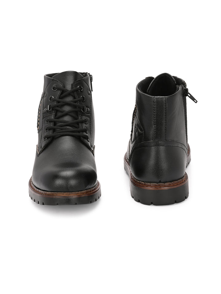 CARLO ROMANO VEGAN LEATHER ANKEL LACE UP STYLISH BOOT FOR MEN