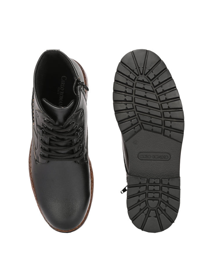 CARLO ROMANO VEGAN LEATHER ANKEL LACE UP STYLISH BOOT FOR MEN