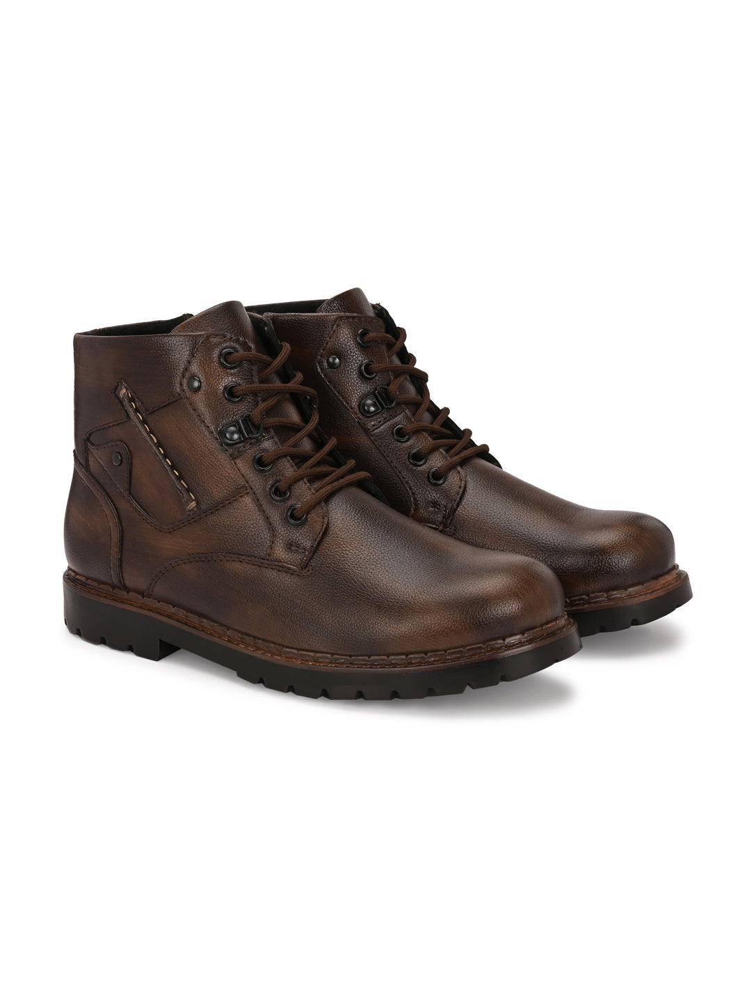 CARLO ROMANO VEGAN LEATHER ANKEL LACE UP STYLISH BOOT FOR MEN