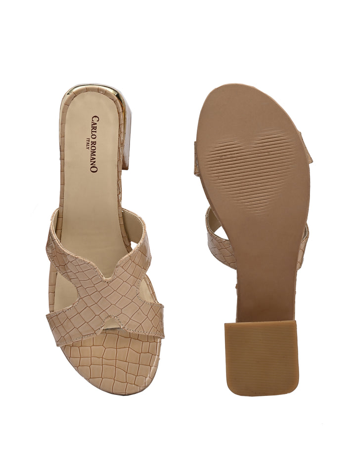 CARLO ROMANO VEGAN LEATHER CROCO PRINTED SLIPPER FOR WOMEN