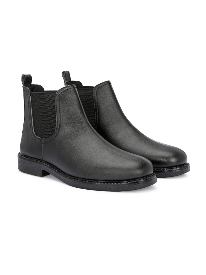 CARLO ROMANO BLACK COLOR BLACK VEGAN LEATHER SLIP-ONS ANKLE BOOT FOR MEN (Copy)