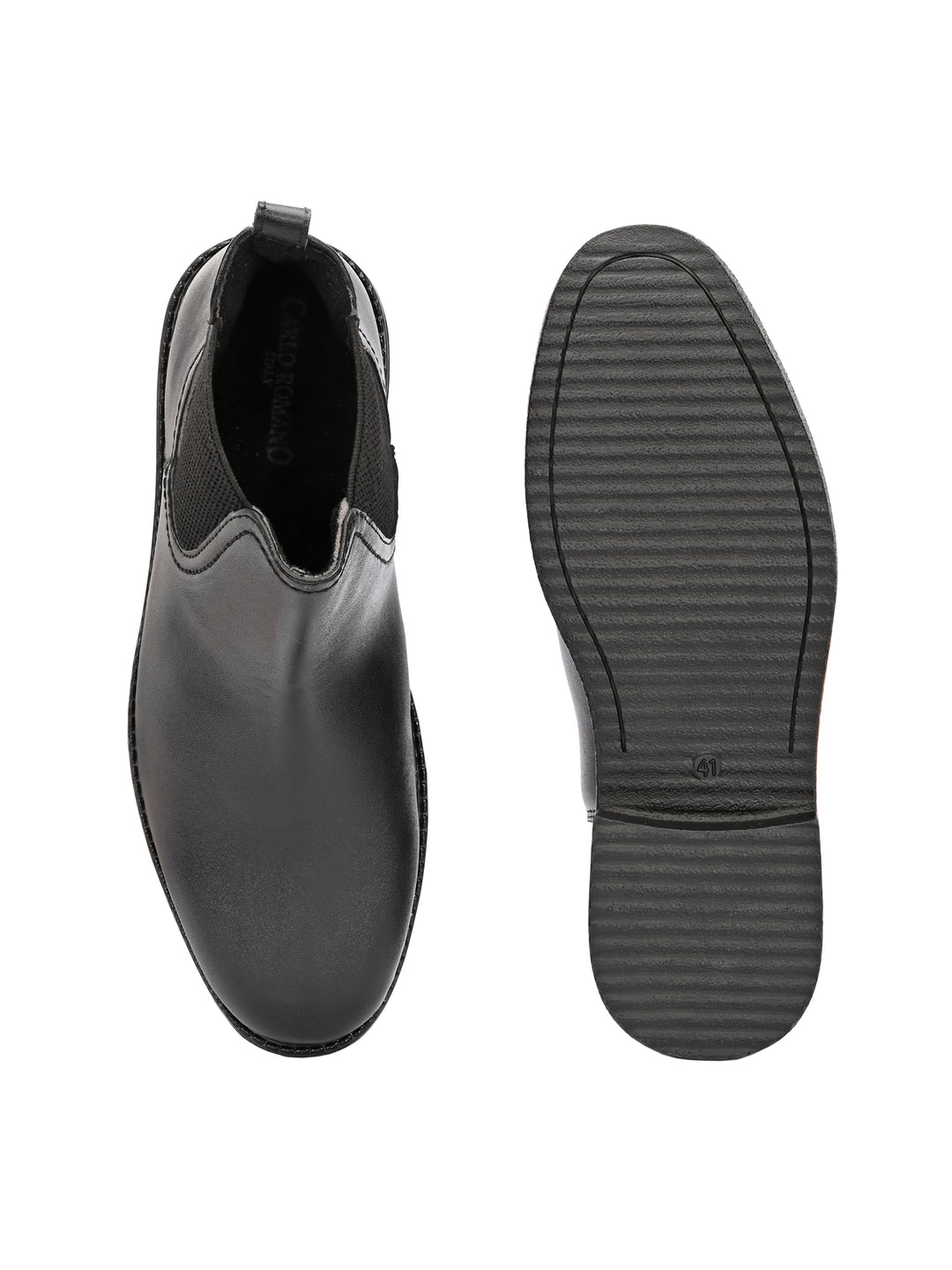 CARLO ROMANO BLACK COLOR BLACK VEGAN LEATHER SLIP-ONS ANKLE BOOT FOR MEN (Copy)