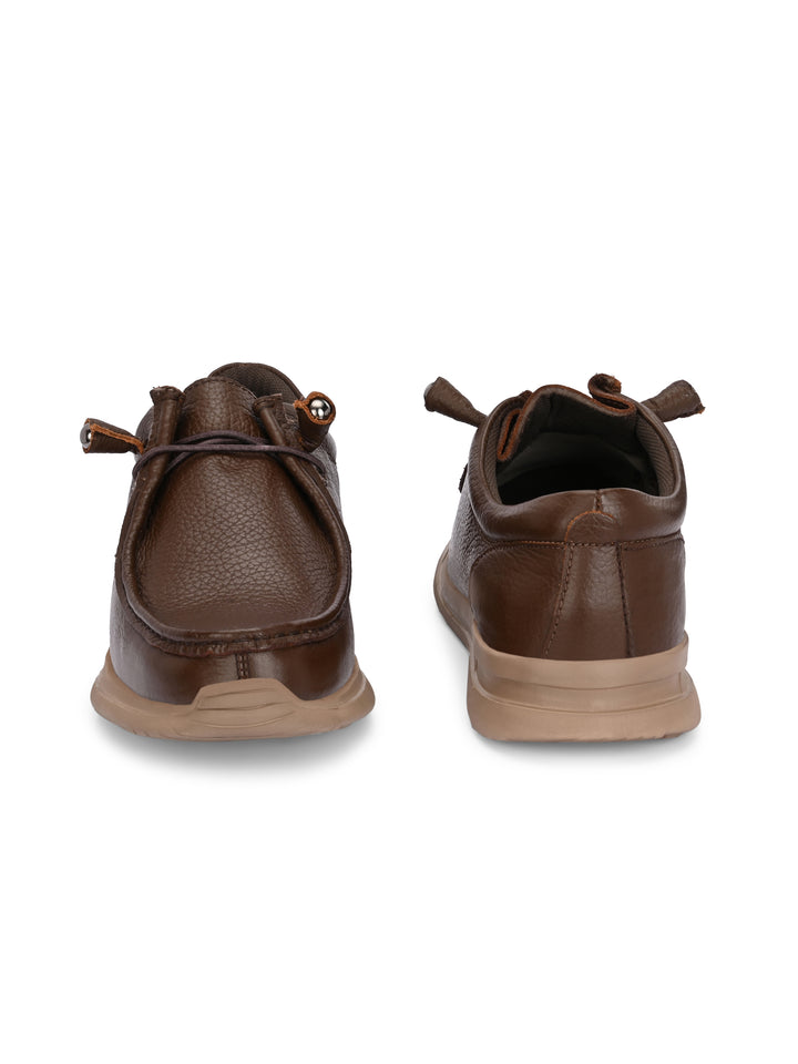 Men's Milled Leather Fancy Lace Up Casual Shoes