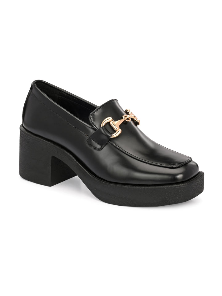 Women Black formal heel slip on shoes