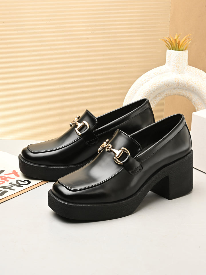 Women Black formal heel slip on shoes