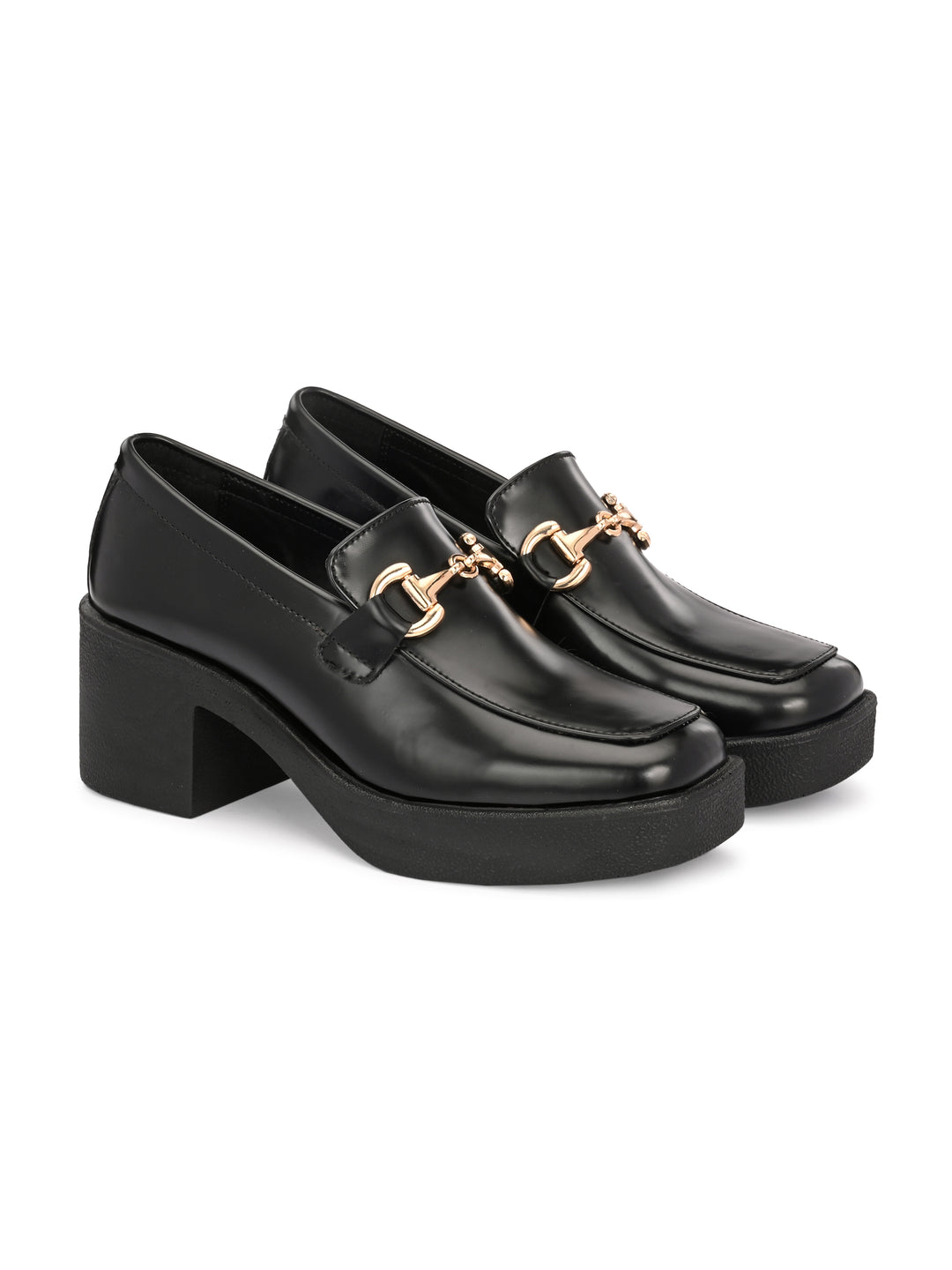 Women Black formal heel slip on shoes
