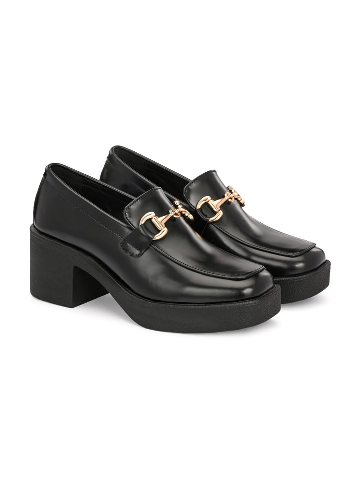 Women Black formal heel slip on shoes
