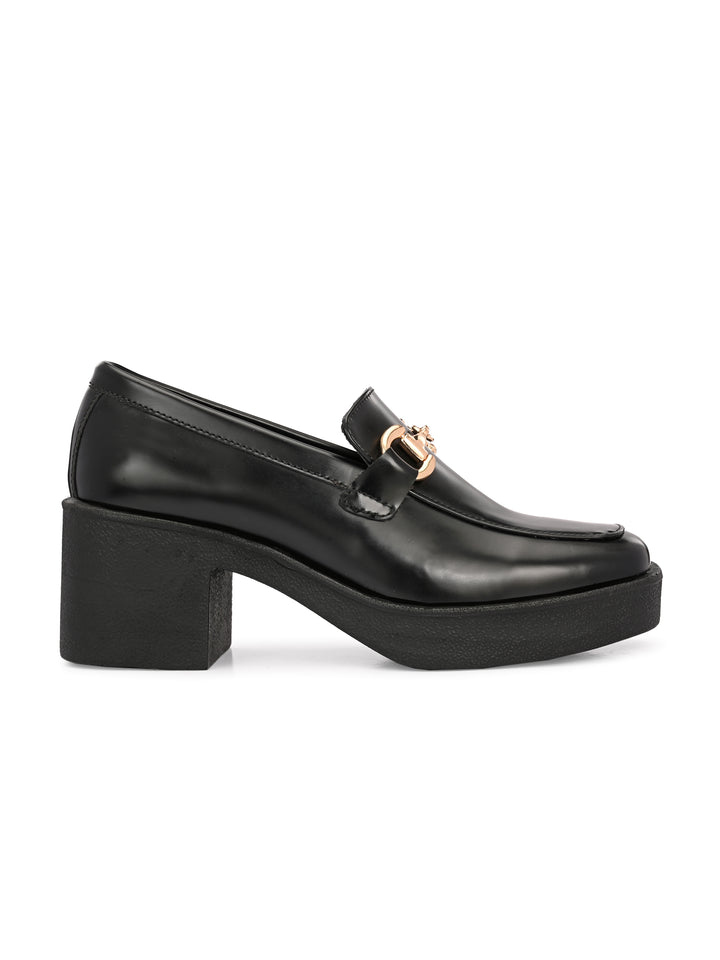 Women Black formal heel slip on shoes