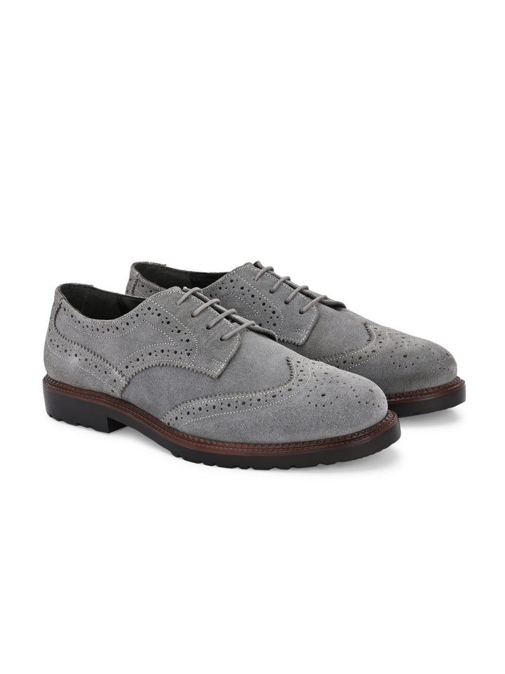 CARLO ROMANO SUEDE LEATHER BROGUE FORMAL LACE-UP SHOE FOR MEN