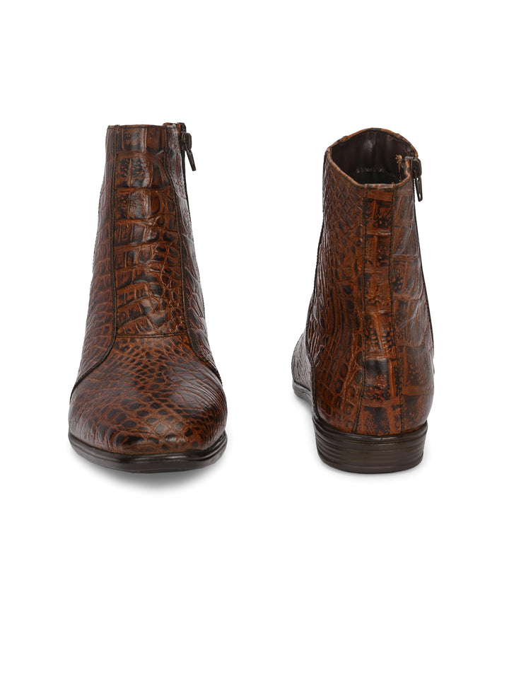 Mens Genuine Leather croco printed chelsea boot