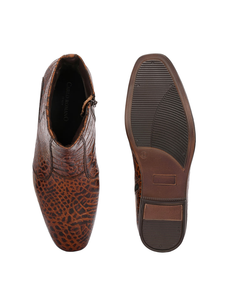 Mens Genuine Leather croco printed chelsea boot