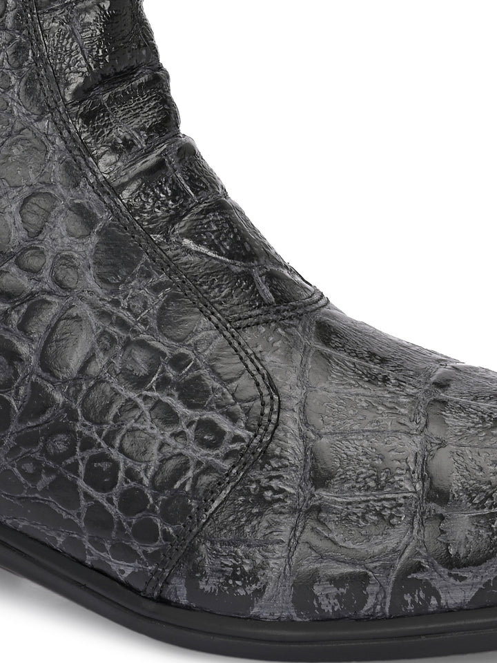 Mens Genuine Leather croco printed chelsea boot