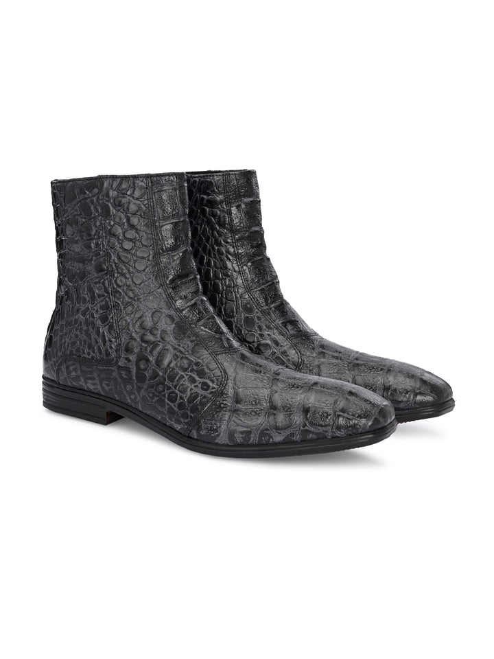 Mens Genuine Leather croco printed chelsea boot