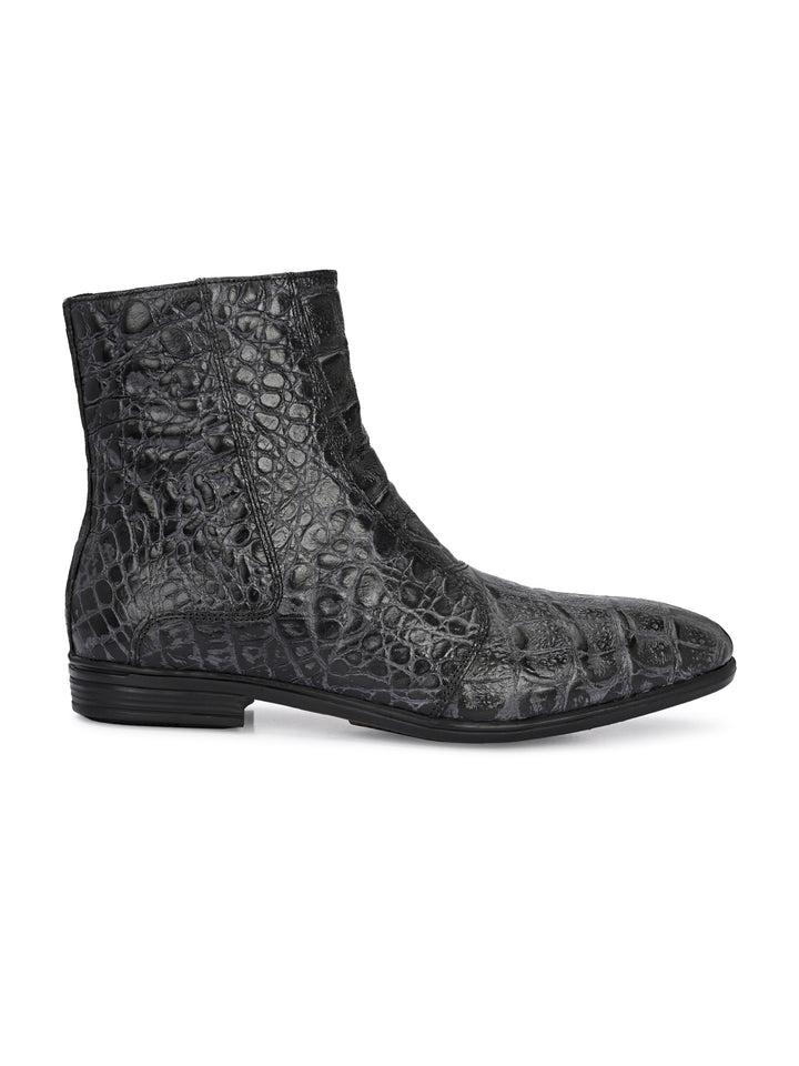 Mens Genuine Leather croco printed chelsea boot