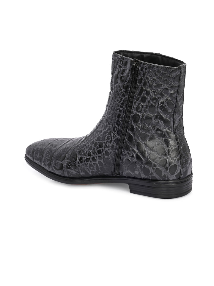 Mens Genuine Leather croco printed chelsea boot