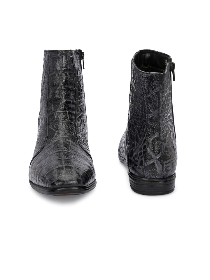 Mens Genuine Leather croco printed chelsea boot