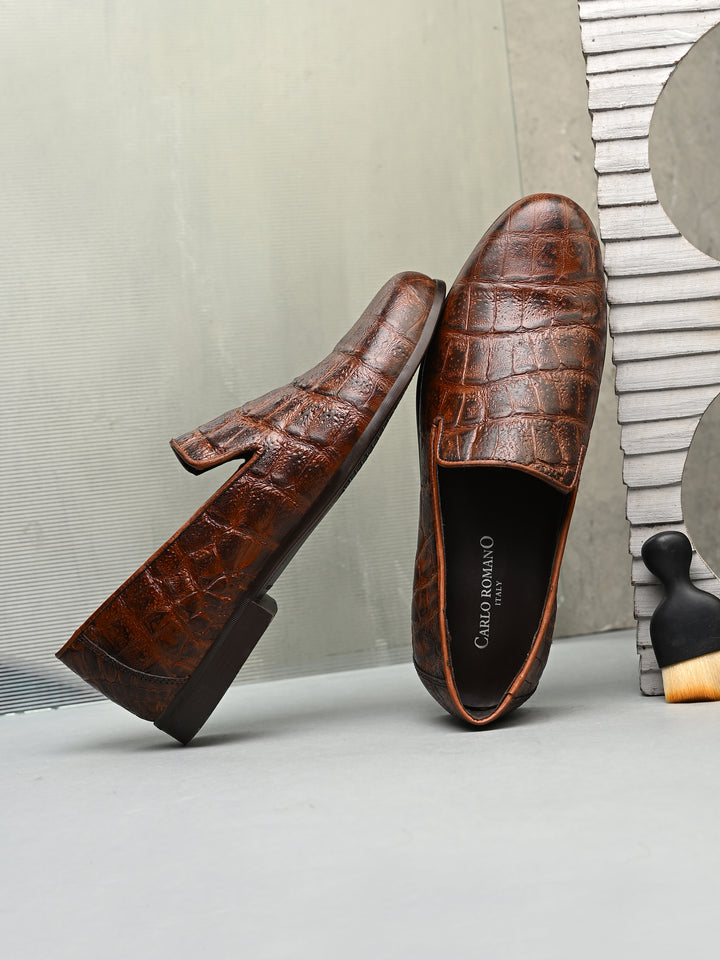 Carlo Romano Genuine Premium Leather | Croco Print Design Shoes for Men