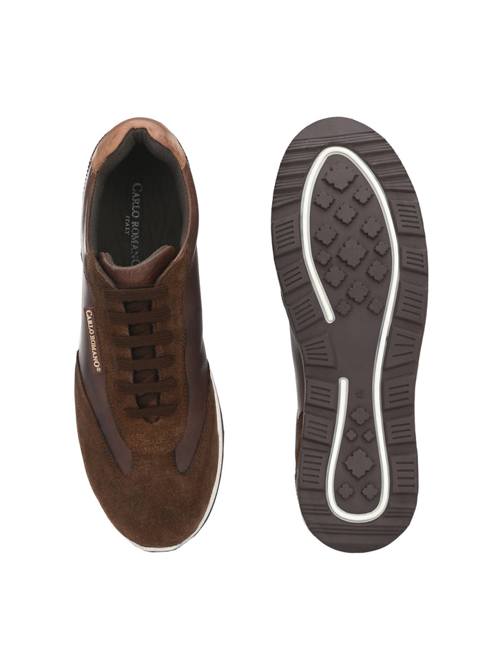 Men's Genuine Sude Leather Lace up Casual Sneaker Shoe / Carlo Goose Collection